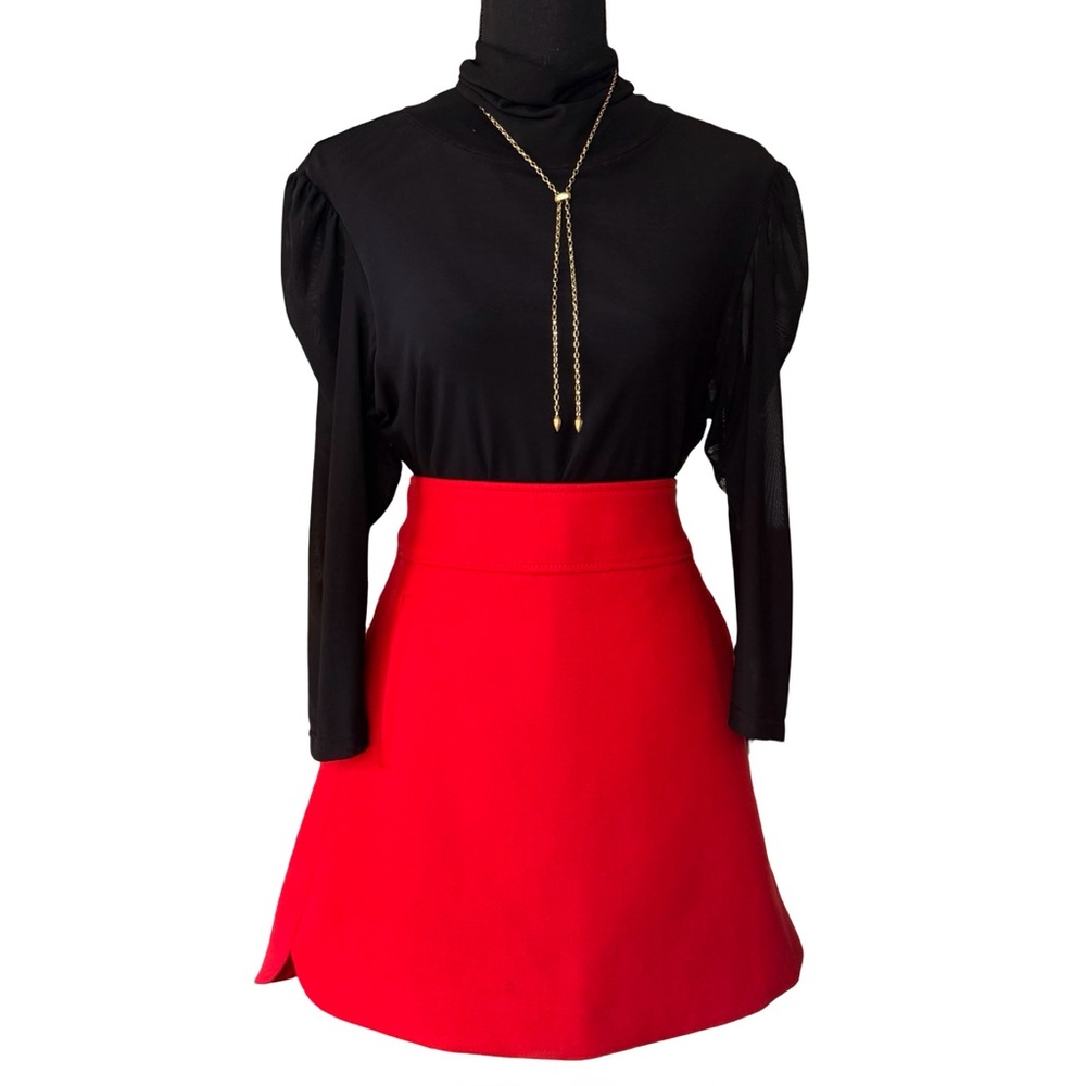1960s Style J Crew Red Wool Classic A Line Mini Skirt - Size 8
